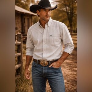 Wrangler George Strait Cowboy Cut Plaid Button Down Shirt Men’s XL Western LS